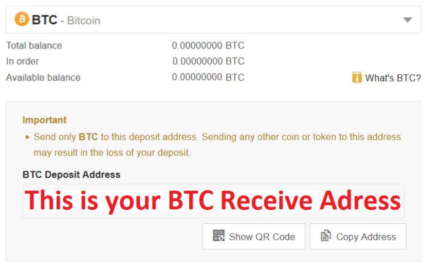 Bitcoin Receive Adress on Binance 