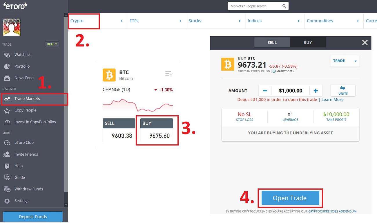 Buy Bitcoin on eToro