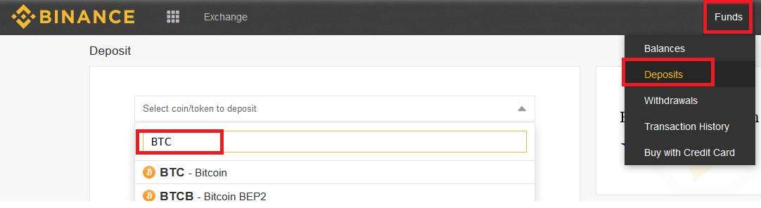 Deposit BTC on Binance to buyNEO