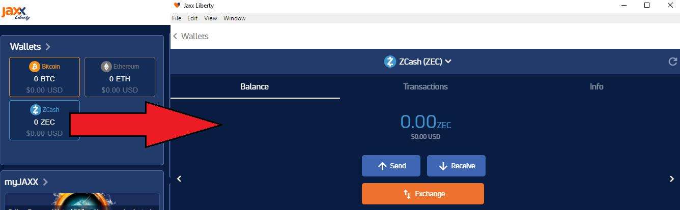Jaxx Liberty Wallet ZCash