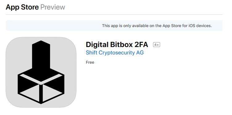 Mobile App iOS DigitalBitBox 2FA