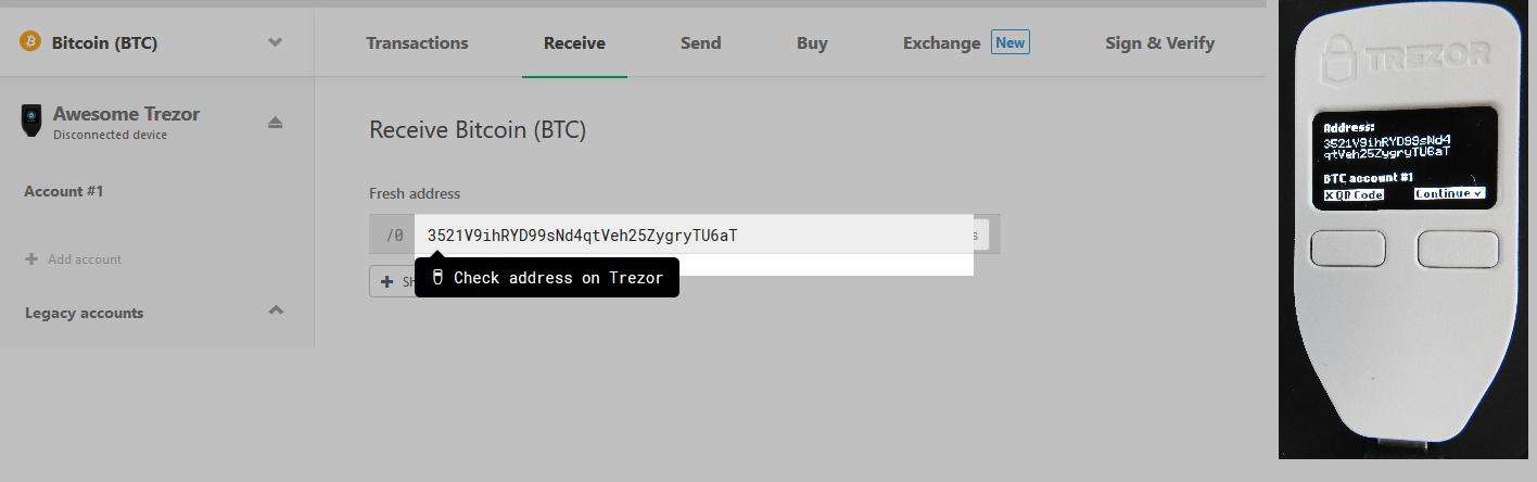 Receive Bitcoin with the Trezor One