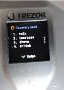 Trezor Model T Recovery Seed