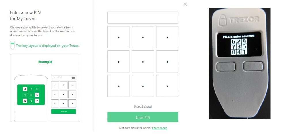 Trezor One PIN vergeben