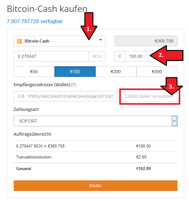 Bitcoin Cash per Kreditkarte SEPA SOFORT kaufen