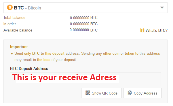 Bitcoin receiving address