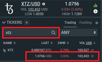 Buy Tezos on Bitfinex