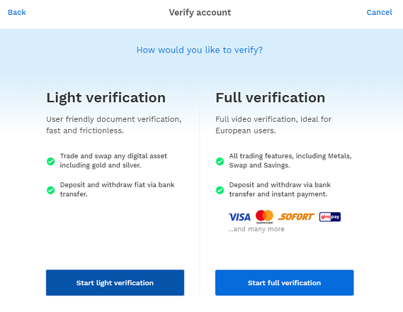 bitpanda verification light full
