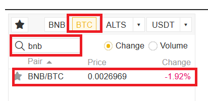 Buy BNB with Bitcoin on Binance