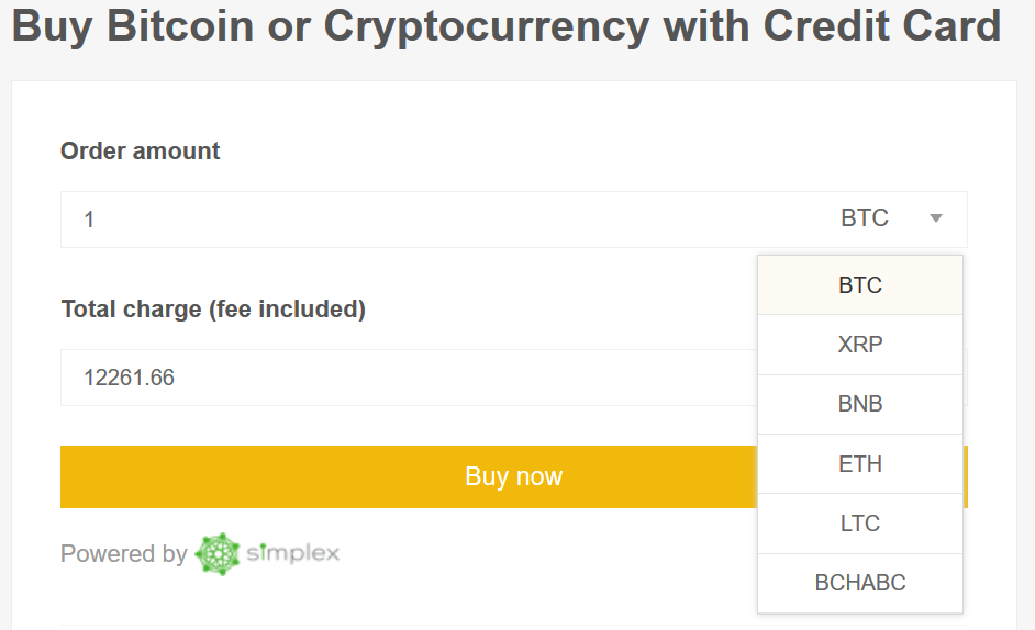 Buy Bitcoin with Creditcard on Binance