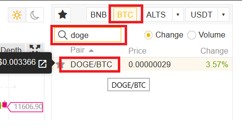 Buy Dogecoin on Binance Step 3