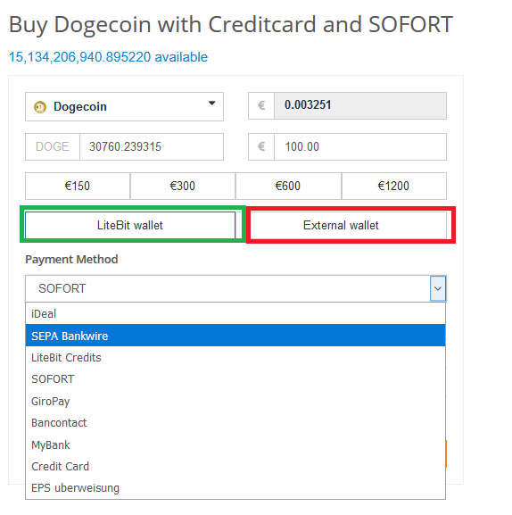Buy Dogecoin on Litebit Selection of Wallets
