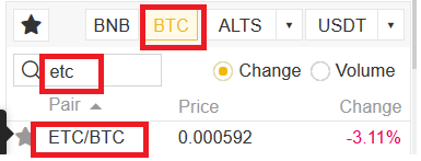 Buy Ethereum Classic on Binance Step 3