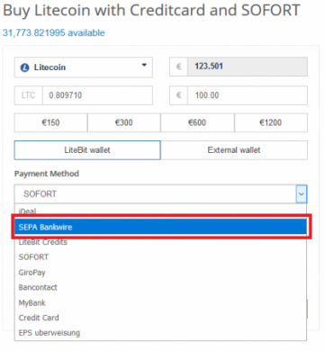 Elija el método de pago para la compra de Litecoin en Litebit