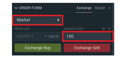 market order for LEO UNUS token