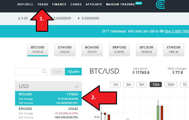 CEX BTC ETH traden