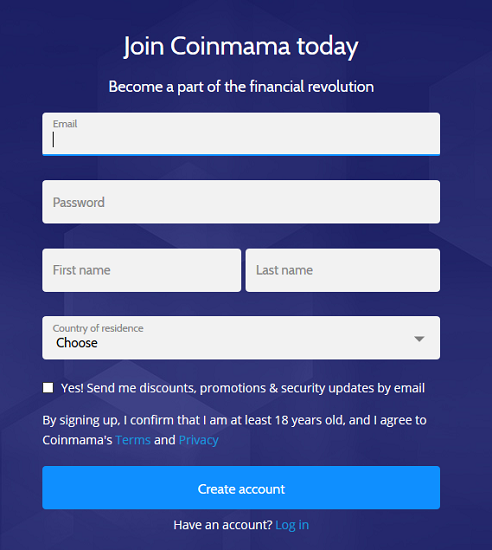 Coinmama registration