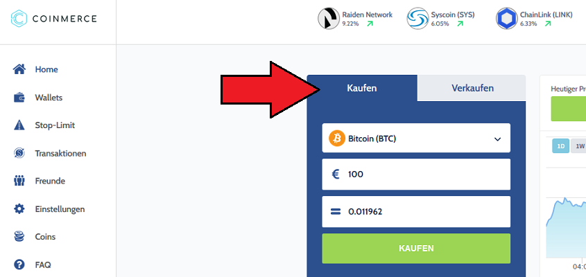 Coinmerce Kryptowährungen kaufen