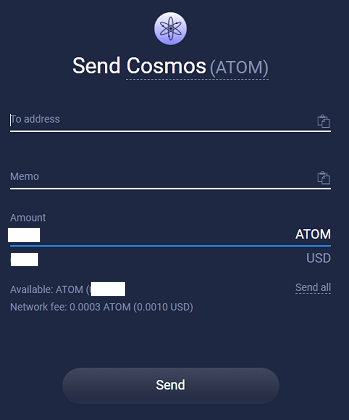 cosmos send atomic wallet