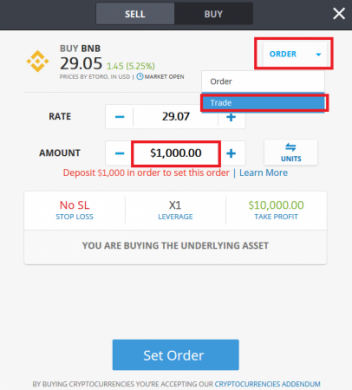 Buy Binance Coin on eToro 