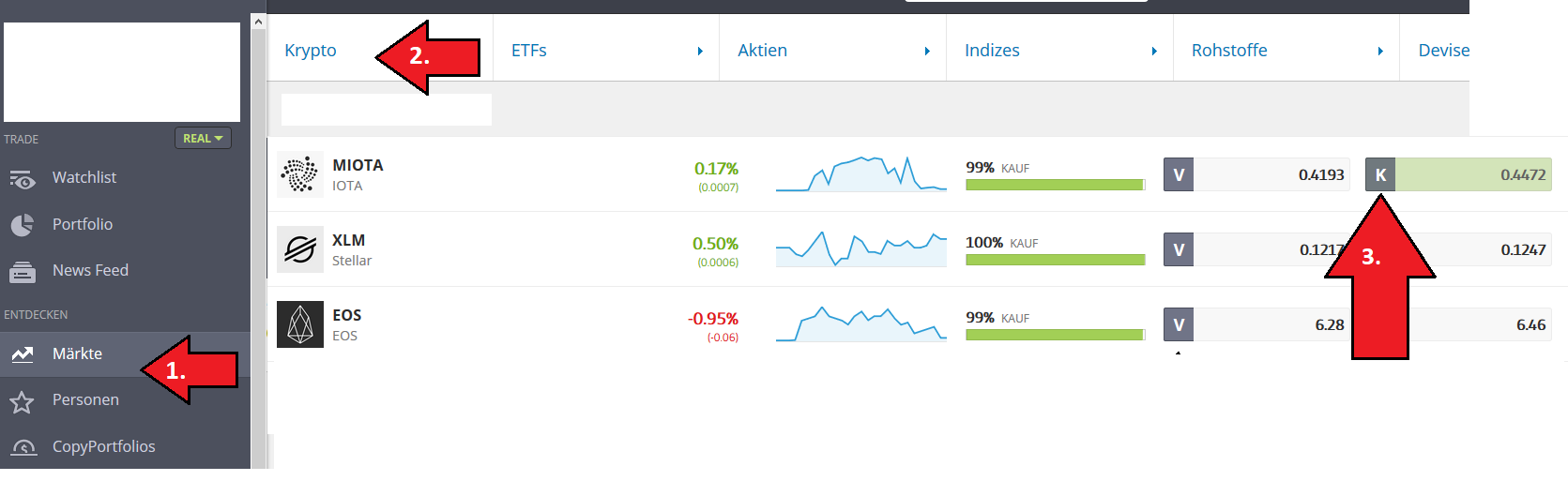 Kauf von IOTA bei eToro