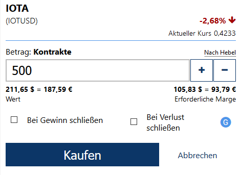 IOTA Kontrakt bei Plus500 kaufen