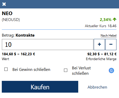 Plus500 NEO CFDs kaufen