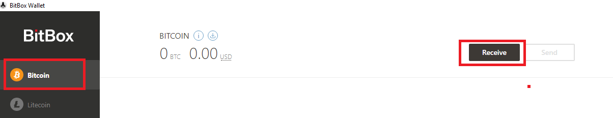 Receive Bitcoin on BitBox Step 1
