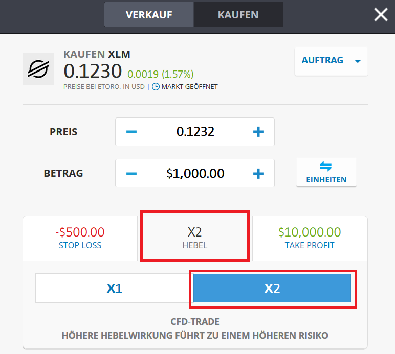 Stellar Lumens CFD auf eToro kaufen 